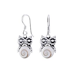 Wholesale 925 Sterling Silver Shell Owl Round Shiva Eye Earrings
