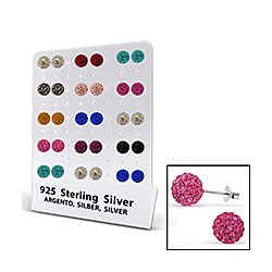 Wholesale 925 Sterling Silver Disco Ball 12 Pairs Display Stand