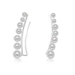 Wholesale 925 Sterling Silver Lovely White Pearl Ear Climber Earrings