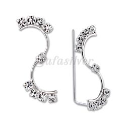Wholesale 925 Sterling Silver Stylish Crystal Setting  Ear Climber Earrings

