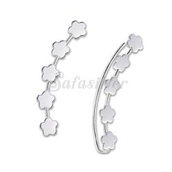 Wholesale 925 Sterling Silver Flower Design Plain Ear Climber Earrings