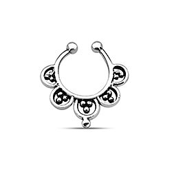 Oxidized Silver ball Beaded Tribal Nose piercing Septum