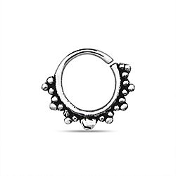 Oxidized Silver Ethic Tribal Nose Septum Piercing Dot Design