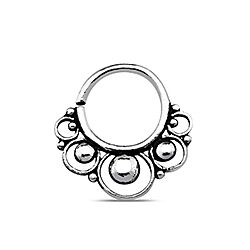 Bali Style Silver Oxidized Beaded nose piercing Septum