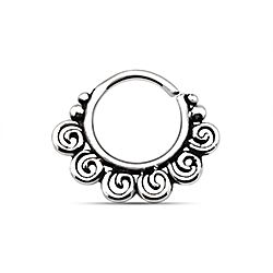 Filigree Endless Spiral Design Oxidized Silver Nose Piercing Septum