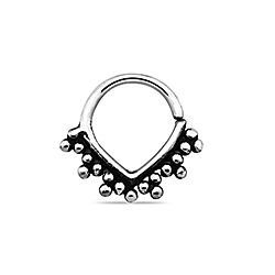 Ornate Dot Design Oxidized Silver nose Piercing Septum