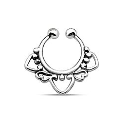 Silver filigree style nose flower septum