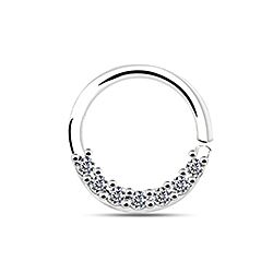 Sterling silver Round CZ nose septum ring