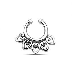 Wholesale Silver Filigree Hearts Design Nose Septum