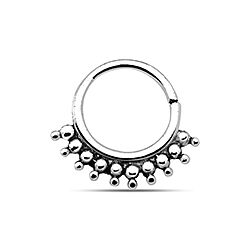 Wholesale Silver Oxidized Double Beaded Nose Septum