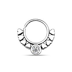 Wholesale Silver Heart Design Preciosa Stone Nose Septum