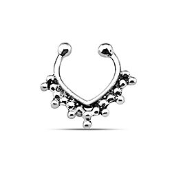 Wholesale Silver Oxidized Beaded Clip on Nose Septum