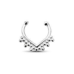 Wholesale Silver Beaded Clip on Nose Septum