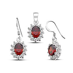 Wholesale Silver Red Ruby Cubic Zirconia Jewel Set