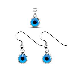 Wholesale Silver Blue Evil Eye Jewelry Set