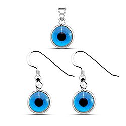 Wholesale Silver 27mm Blue Evil Eye Jewelry Set