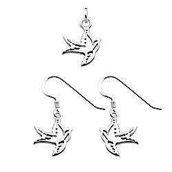 Wholesale 925 Sterling Silver Humming Bird Plain Jewelry Set