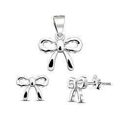 Wholesale 925 Sterling Silver Bow Plain Jewelry Set