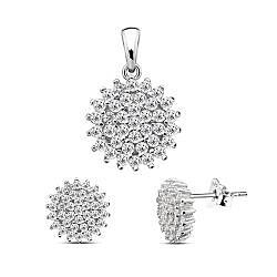 Wholesale 925 Sterling Silver Hexagonal Cubic Zirconia Jewelry Set
