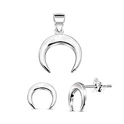 Wholesale 925 Sterling Silver Moon Plain Jewelry Set