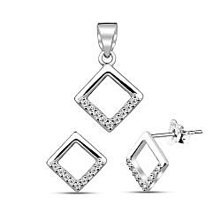 Wholesale 925 Sterling Silver Square Design Cubic Zirconia Jewelry Set