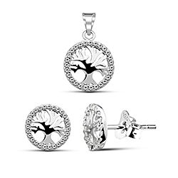 Wholesale Silver Cubic Zirconia Life of Tree Jewelry Set