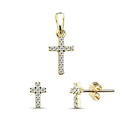 Wholesale Silver Gold Plated Cross CZ Jewelry Set