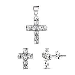 Wholesale 925 Sterling Silver Cross Cubic Zirconia Jewelry Set