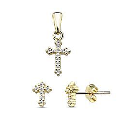 Wholesale 925 Sterling Silver Cross Cubic Zirconia Jewelry Set
		
