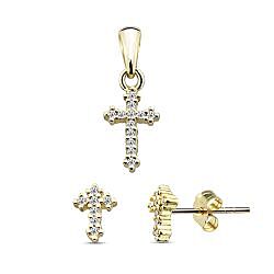 Wholesale 925 Sterling Silver Cross Cubic Zirconia Jewelry Set
		
