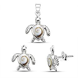 Silver Turtle Shiva Eye Jewelry Set