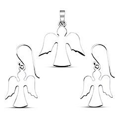 Wholesale 925 Sterling Silver Angel Plain Jewelry Set