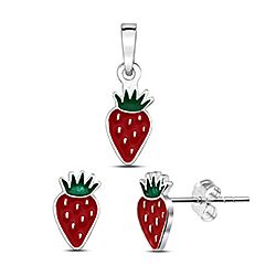 Red Strawberry Design Kids Jewelry Set