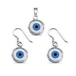 Wholesale 925 Sterling Silver Evil Eye Semi-Precious Jewelry Set