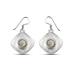 Wholesale Silver Rhombus Round Shell Shiva Eye Earring