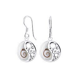 Wholesale 925 Sterling Silver Yin Yang Shell And Filigree Shiva Eye Earrings