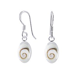 Wholesale 925 Sterling Silver  Shell Oval  Shiva Eye Earrings 