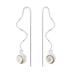 Wholesale 925 Sterling Silver Shell Spiral Dangle Shiva Eye Earrings 