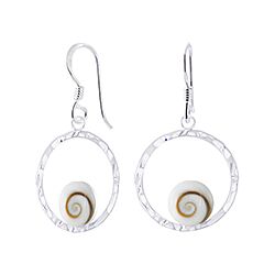 Wholesale 925 Sterling Silver Shell Round Dangle Shiva Eye Earrings
