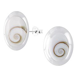 Wholesale Silver Fancy 12mm Oval Design Shiva Eye Earring Studs