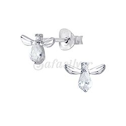 Silver Bee Stud Earrings with Cubic Zirconia wholesale