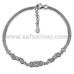 Wholesale 925 Sterling Silver Funky Shape Cubic Zirconia Bracelet