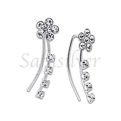 Wholesale 925 Sterling Silver Flower Crawler Ear Climber Earrings