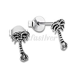 Wholesale 925 Silver Coconut Tree Oxidized Stud Earrings
