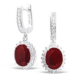 Wholesale 925 Sterling Silver Garnet Cubic Zirconia Semi Precious Earrings
