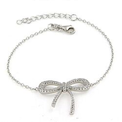 Wholesale 925 Sterling Silver Bow Cubic Zirconia Bracelet