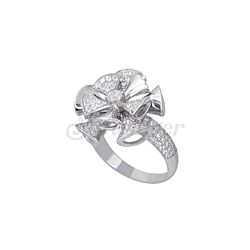 Silver Cubic Zirconia Flower Ring