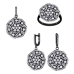 Wholesale 925 Sterling Silver Flower Design Cubic Zirconia Jewelry Set