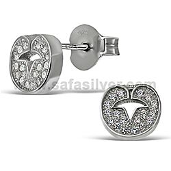 Wholesale 925 Silver Round Cubic Zirconia Micro Pave Stud Earrings