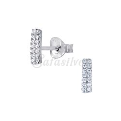 Wholesale 925 Sterling Silver Double Row Cubic Zirconia Line Sparkly Stud Earrings